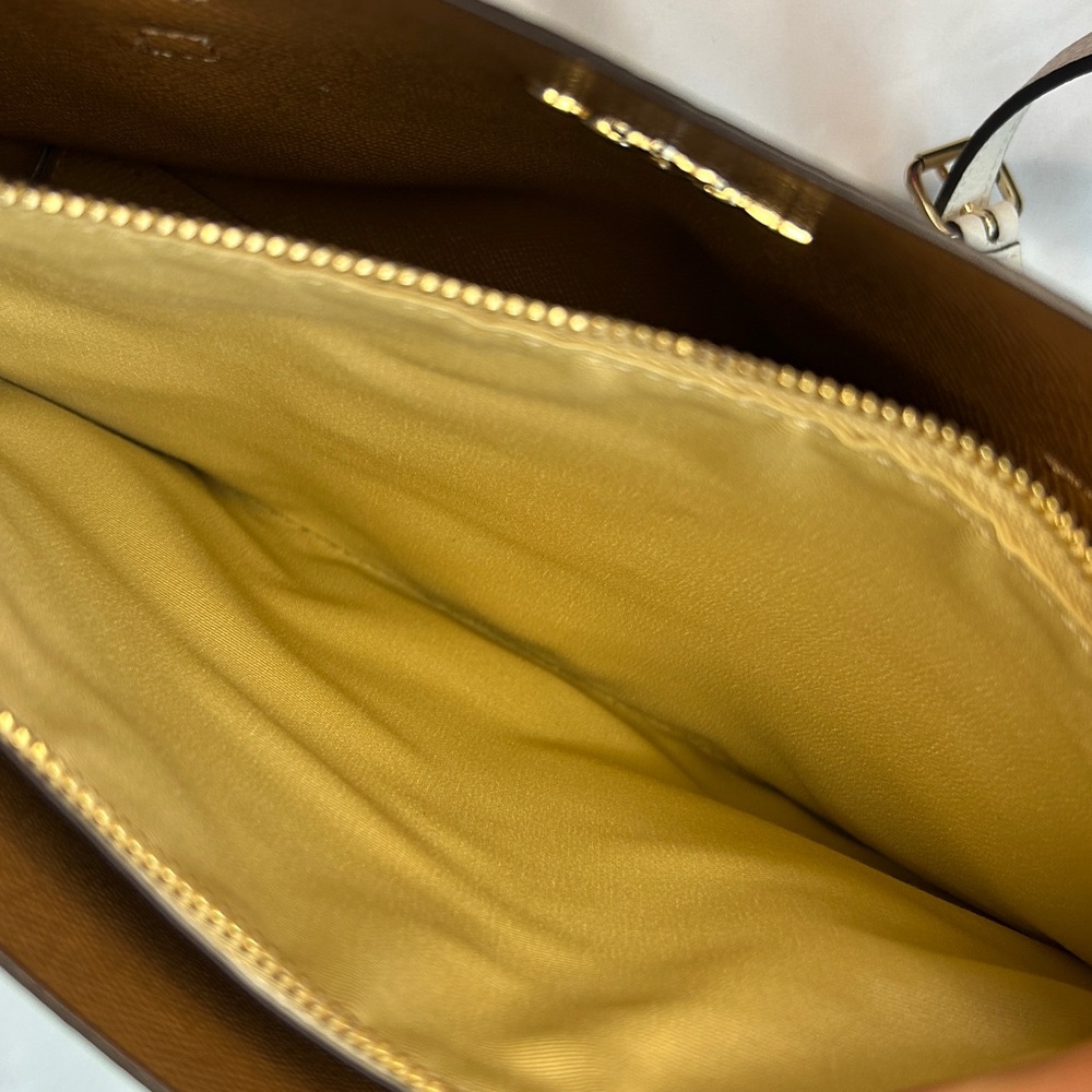 Coach Mollie tote bag 25 chalk light saddle pebbled leather c4084 - Picture 6 of 15